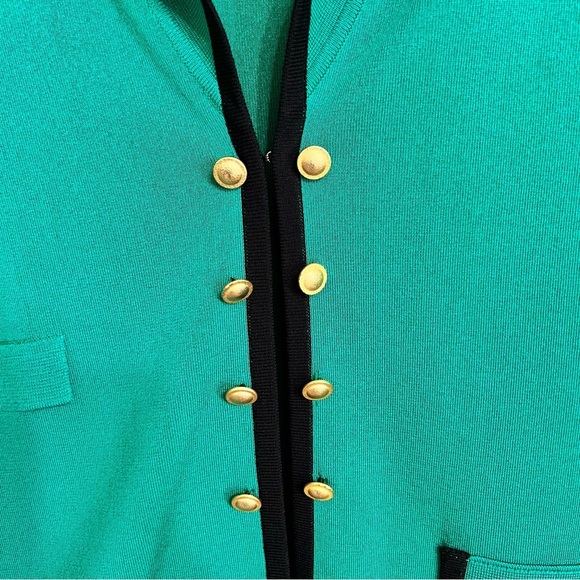 Exclusively Misook Knit Cardigan Blazer Size XL Womens Green Open Front Pockets - Picture 5 of 9